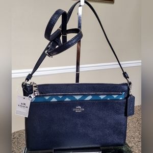 NWT  Coach East/ West Cross body with pop_ Up Pouch Wild plaid print